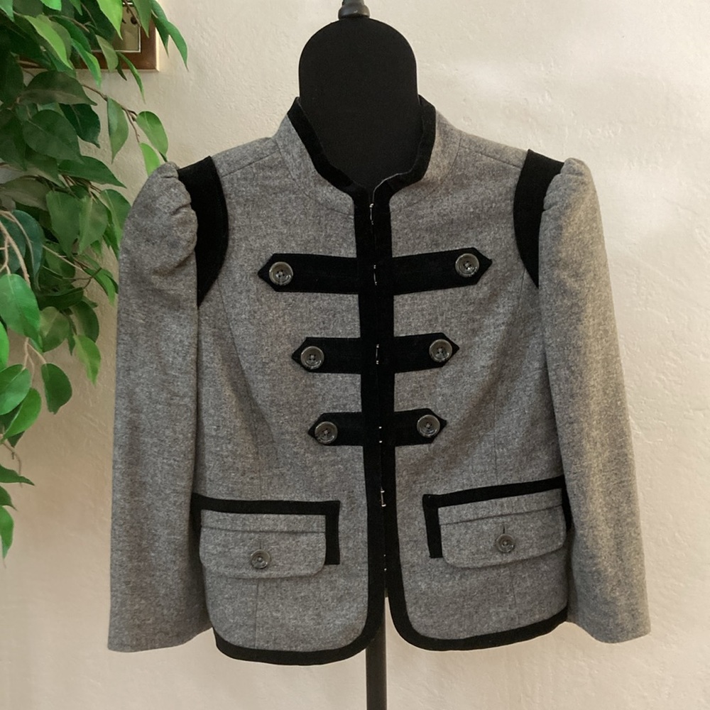 Juicy Couture Troupe Wool Jacket Gray Military Band Parade Jacket Blazer M Grey